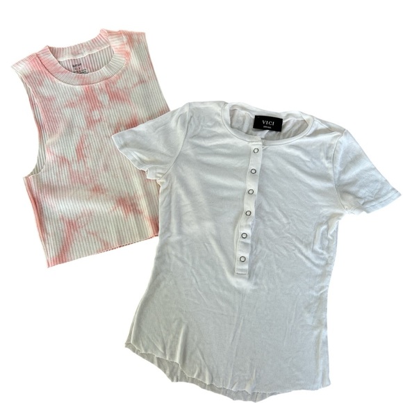 🌟🌟final sale🌟🌟Aerie Cropped Tank Top & Vici White Tee Size Small Bundle - Picture 1 of 5